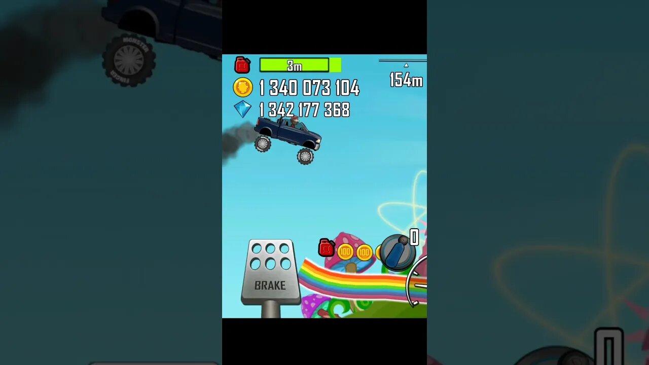 Hill climb racing _ Rainbow maps in bike vs super diesel 4x4 vs Monster Truck #shortsviral