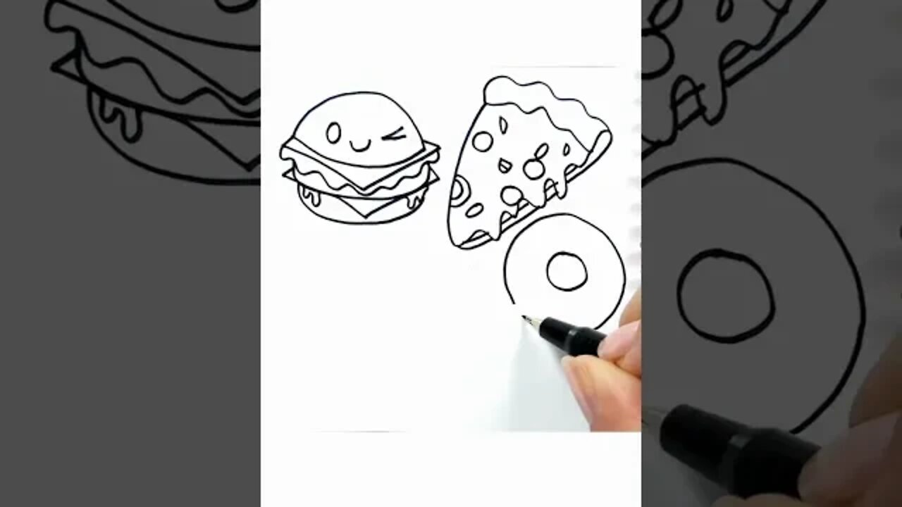 How to draw and paint Fast Food Kawaii #shorts