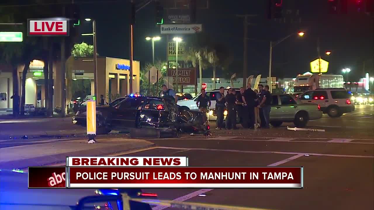 Police pursuit ends in crash at 50th and Columbus in Tampa