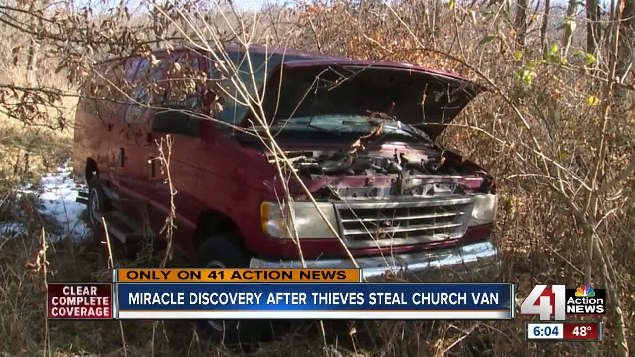 Stolen church van found without battery, catalytic converter, gas tank