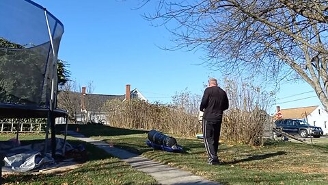 Blue Collar Over All Conditioning 220 LB Backward Sled Drag Using A Towel For Added Grip Strength.