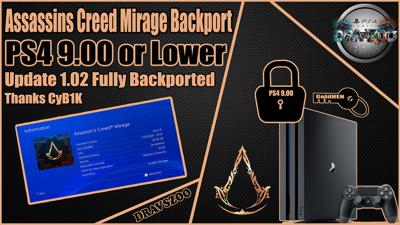 Assassins Creed Mirage v1.02 Backport by CyB1K | PS4 9.00 or Lower | PS5 4.03 | TESTING