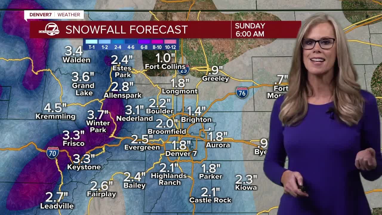 Snow tonight in Denver, warmer to start the week