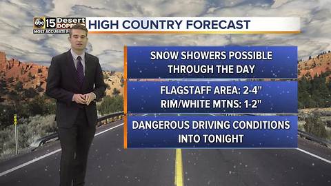 Snow possible through the day in northern Arizona