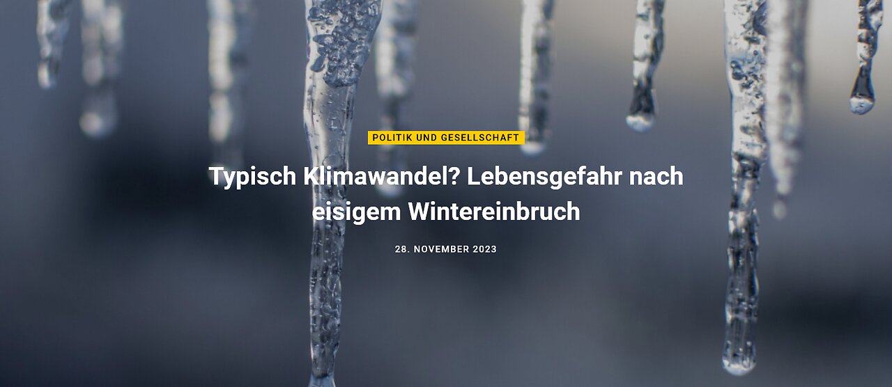 Beitrag vom 28.11.2023 - Typisch Klimawandel? Lebensgefahr nach eisigem Wintereinbruch
