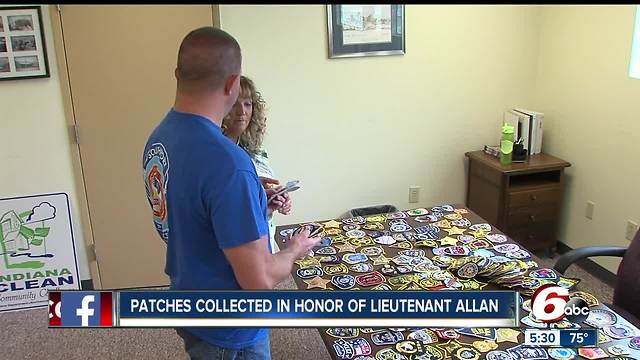 Patches collected to honor fallen Southport Lt. Aaron Allan killed in the line of duty