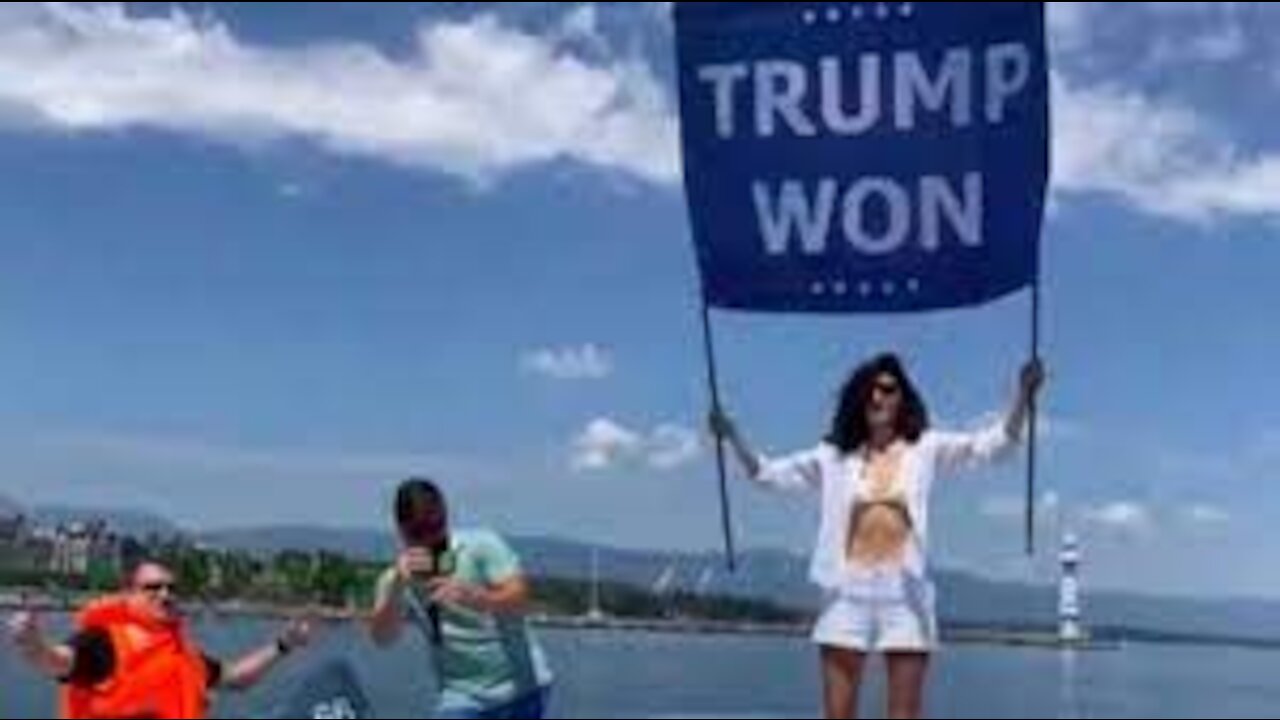 Osama bin Laden’s Niece Unveils ‘Trump Won’ Flag Outside Biden Summit in Geneva!