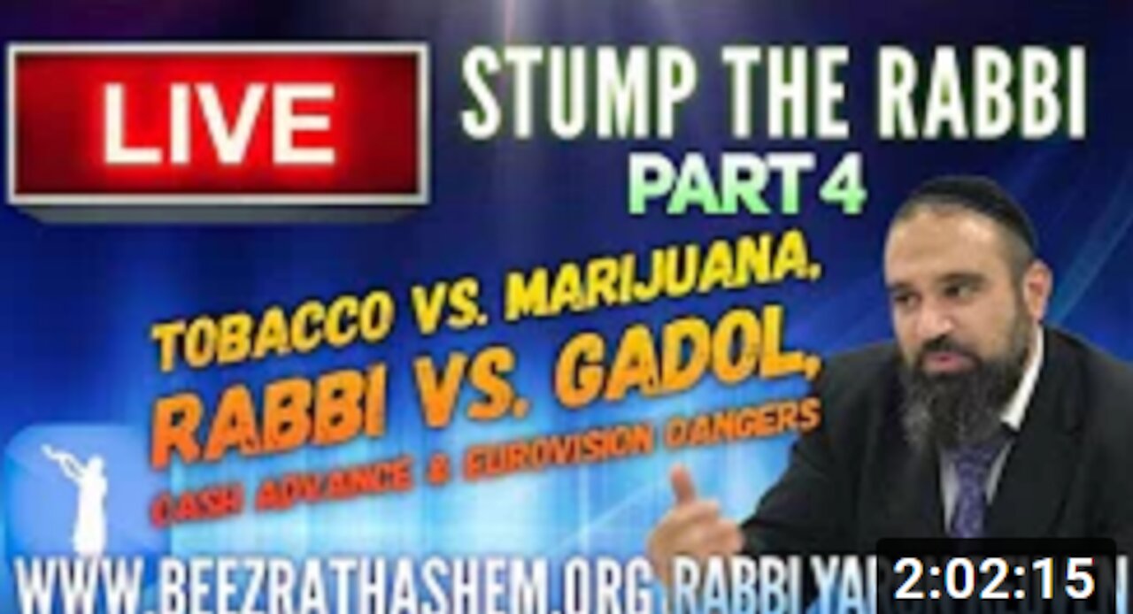 STUMP THE RABBI (4) Tobacco vs. Marijuana, Rabbi vs. Gadol, Cash Advance & Eurovision Dangers