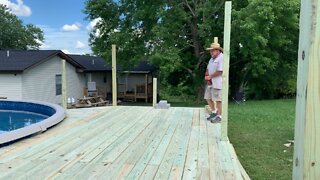 End of Day 3 of Building the Pool Deck with a Privacy Fence