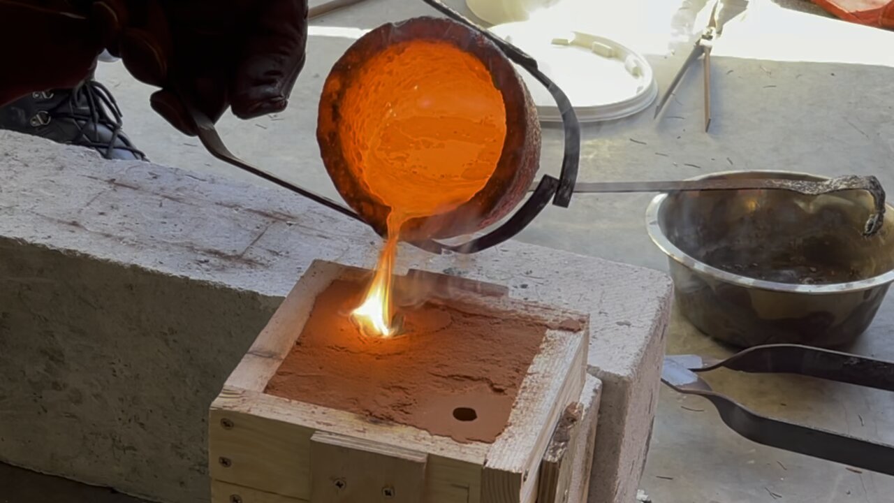 Melting brass to make brass knuckle