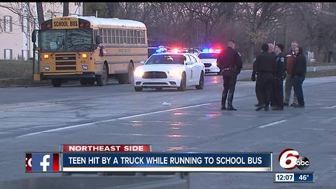 17-year-old student critical after being struck by truck on Indy's northeast side