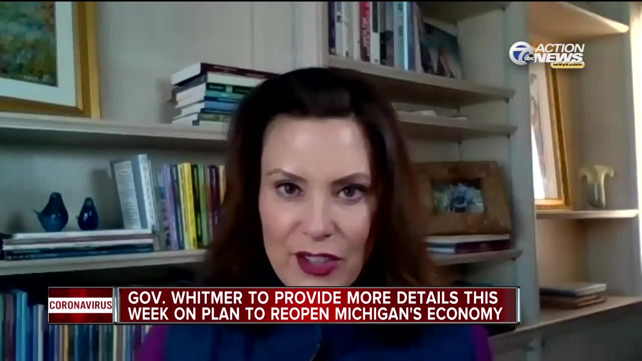 Gov. Whitmer to provide more details this week on plan to reopen Michigan's economy