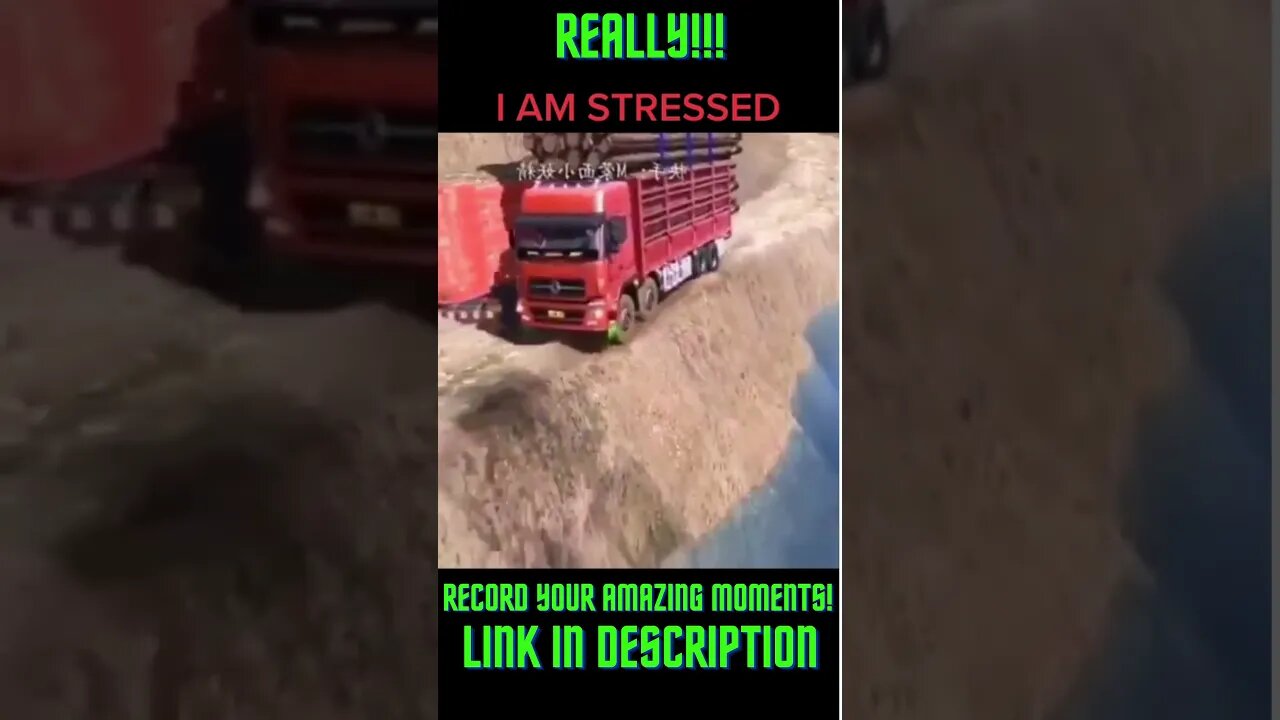 Truck Passes Another Truck on Cliff Edge!: #Shorts YoutubeShorts #Trucks #DrivingSkills #Scary