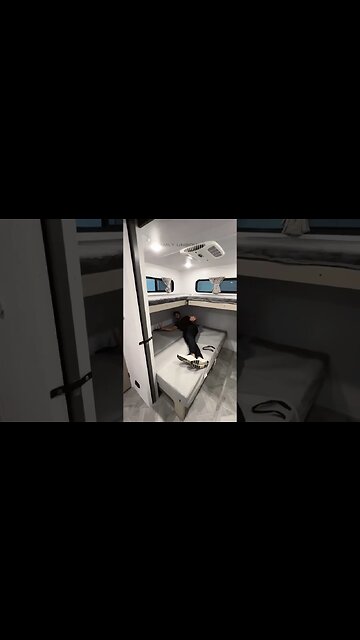 One of a kind bunk room in a travel trailer RV! Perfect for tall people #rv #shorts