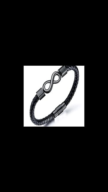 BUDDHA STONES ENDLESS KNOT TITANIUM STEEL INFINITY LEATHER WEAVE BALANCE BRACELET