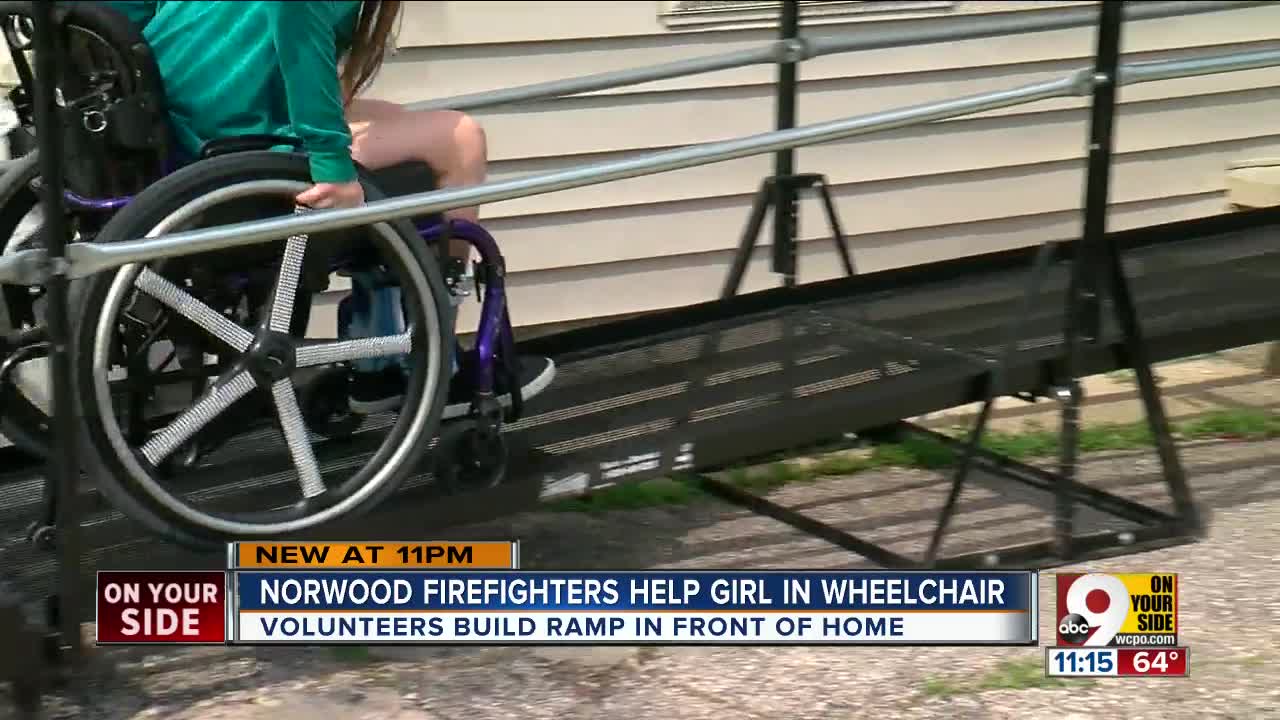 Norwood firefighters volunteer to build wheelchair ramp for 11-year-old girl