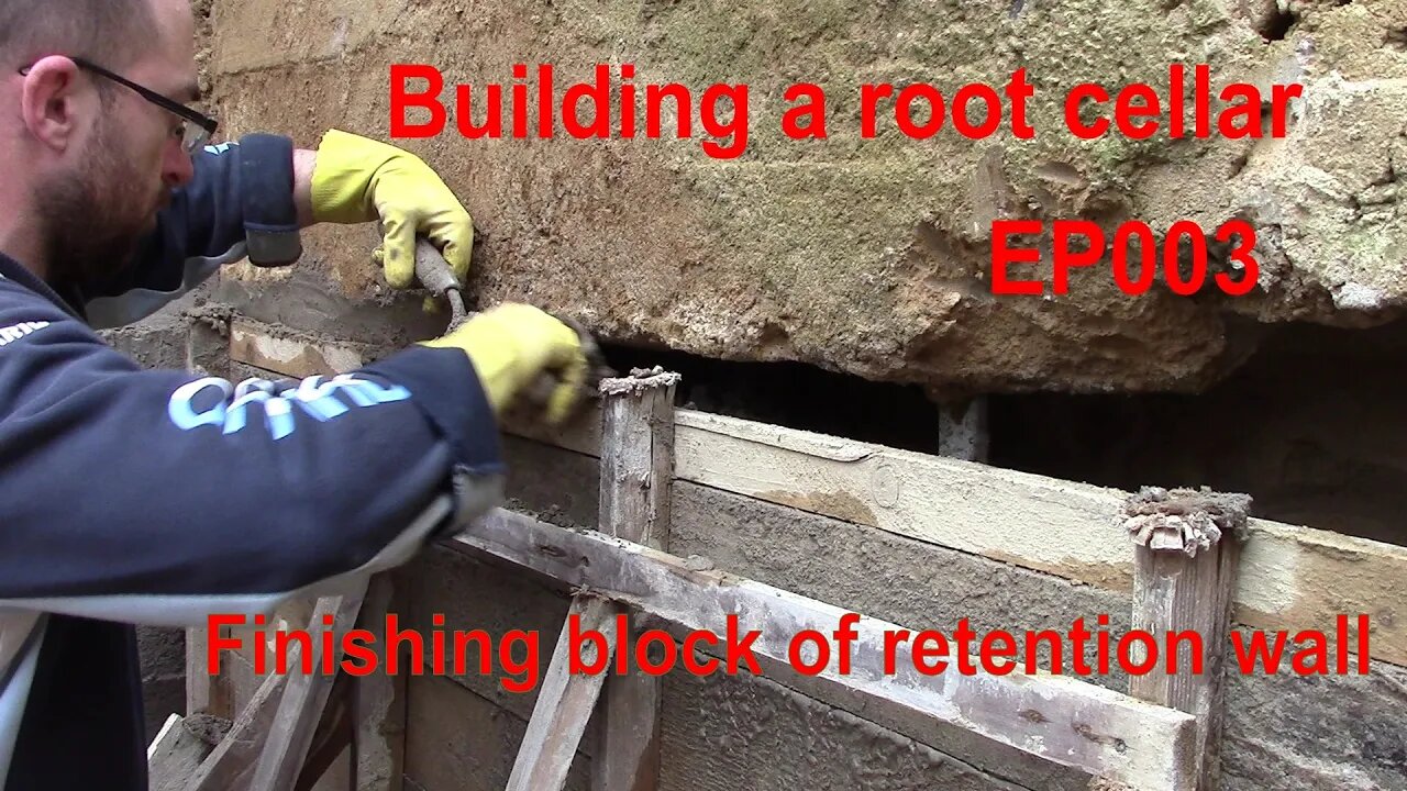 Building a root cellar_EP003 - Finishing retaining wall panel