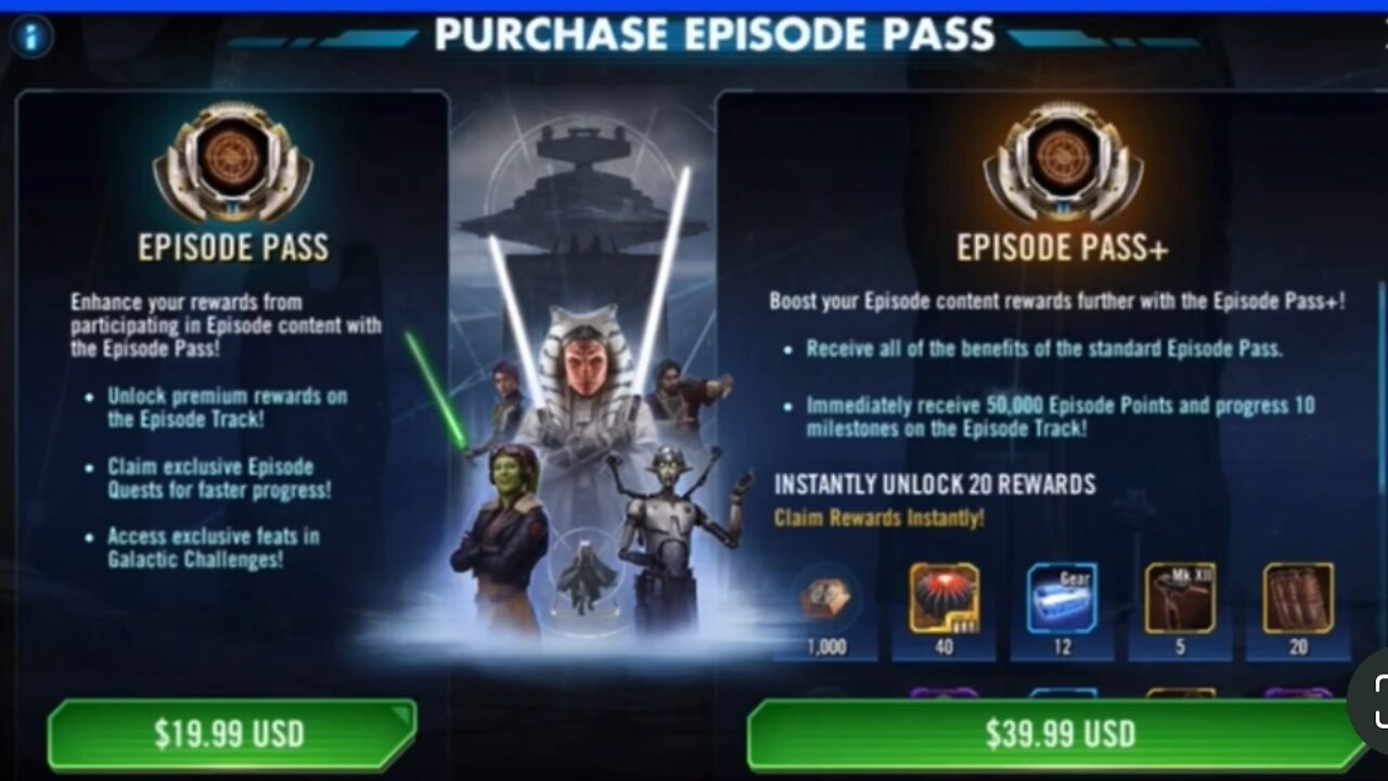 SWGOH Community Update Highlight #3: New "Eras" Episode Track & Cash Grab Episode Pass Details