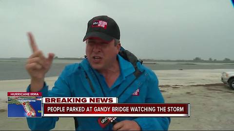Sean Daly at the Gandy Bridge, which closes at 40 mph