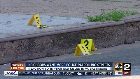 West Baltimore residents want more police presence after fatal shooting