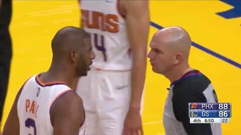 Chris Paul PISSED OFF with ref after Draymond CHARGES back from a missed layup for a STEAL! 😲