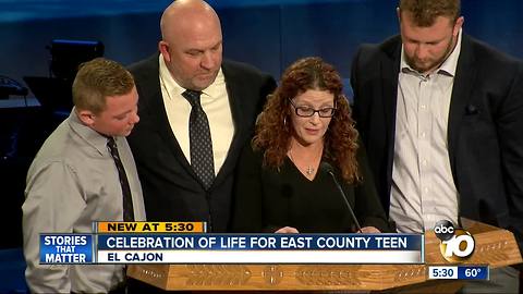 Celebration of life for East County teen
