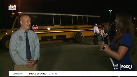 Lee Schools Superintendent greets bus drivers on first day of school