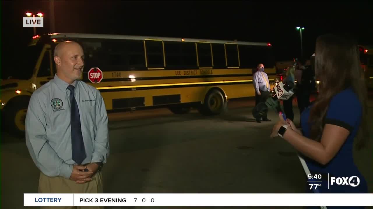 Lee Schools Superintendent greets bus drivers on first day of school