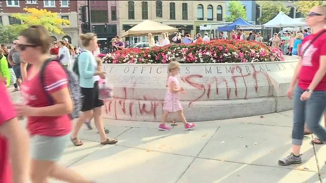 Law enforcement memorial outside Wisconsin Capitol vandalized