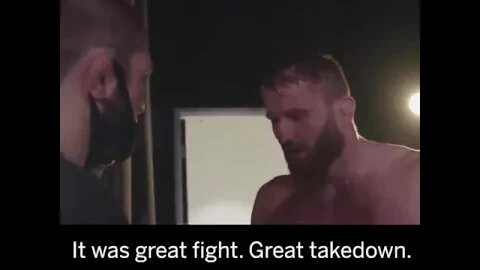 Khabib Nurmaogomedov congratulates Yan Blachowicz after defeating Israel Adesanya