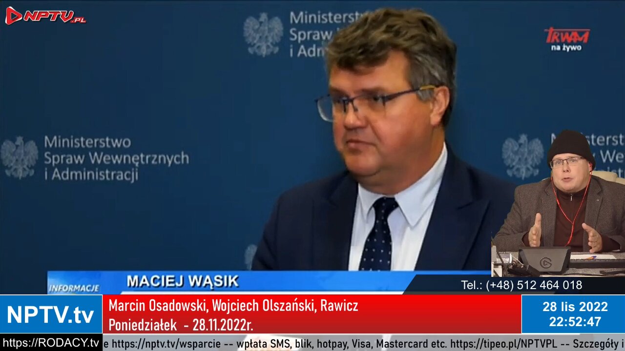 Poniedziałek - Wojciech Olszański obecny! Osadowski NPTV (28.11.2022)