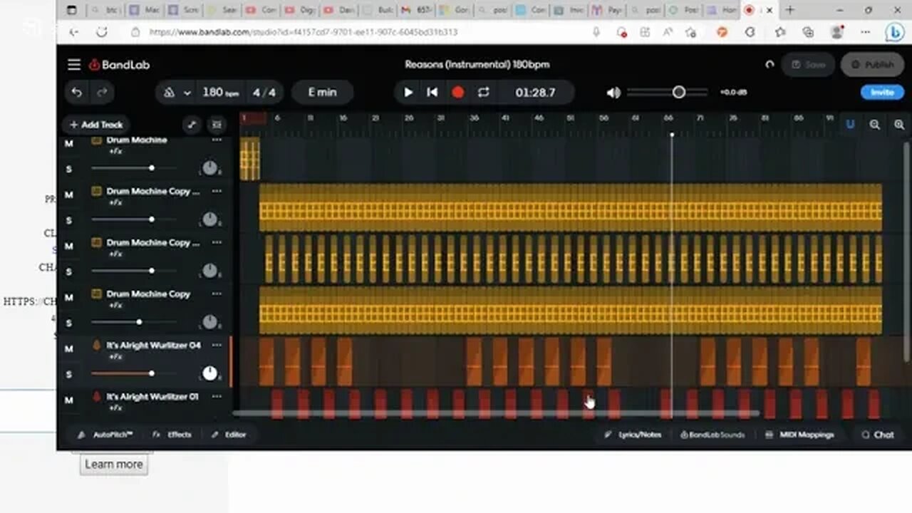 Composing a Hip Hop Beat with Bandlab.com Looping and Refining the Instrumental Part 2 Continued