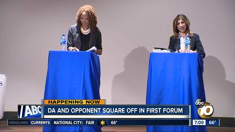 DA and opponent square off in first forum