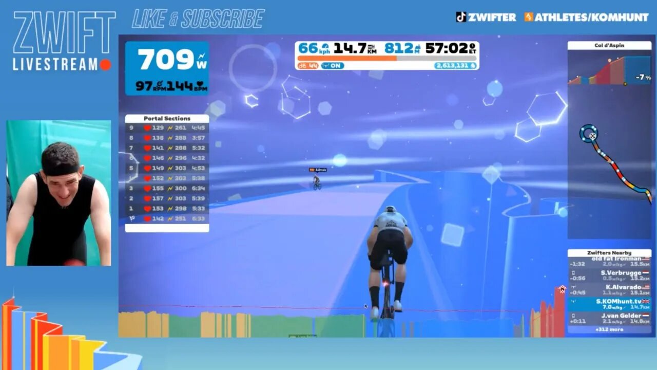 FULL LIVESTREAM Zwift Climb Portal Col d’Aspin with Zwift Play Steering