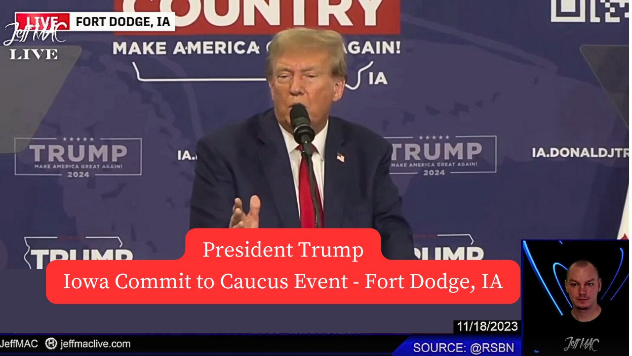 President Trump speaking at Iowa Commit to Caucus Event in Fort Dodge, IA