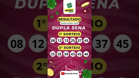 🍀 Resultado DUPLA SENA 2468 | Sentindo Sorte #shorts