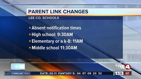 Student absence changes via Parent Link