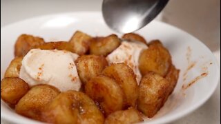 Fried bananas! Very delicious 😛! Quick and easy dessert in 10 minutes