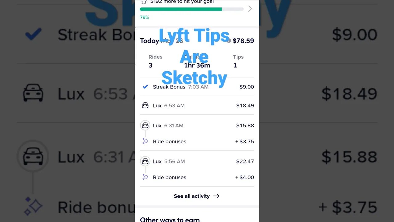 Lyft Tips Literally Out of Nowhere. 🤔 Hmmmm. #lyft #rideshare #tips #sketchy