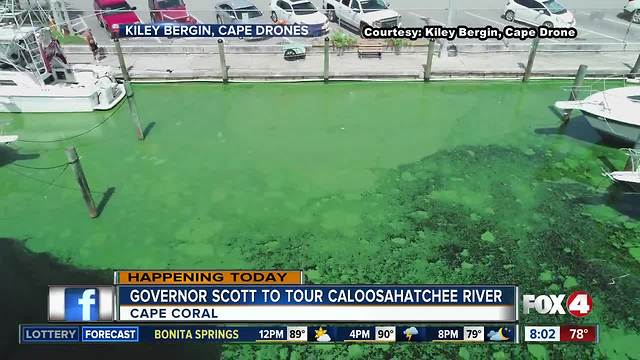 Governor Scott's boat tour of algae blooms in Caloosahatchee