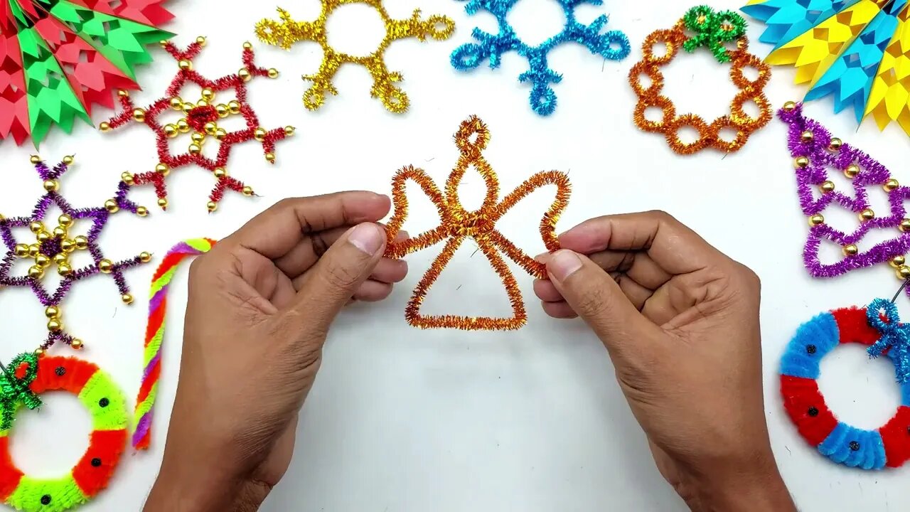 Pipe Cleaner Crafts For Christmas | Pipe Cleaner Angel Making Ornaments