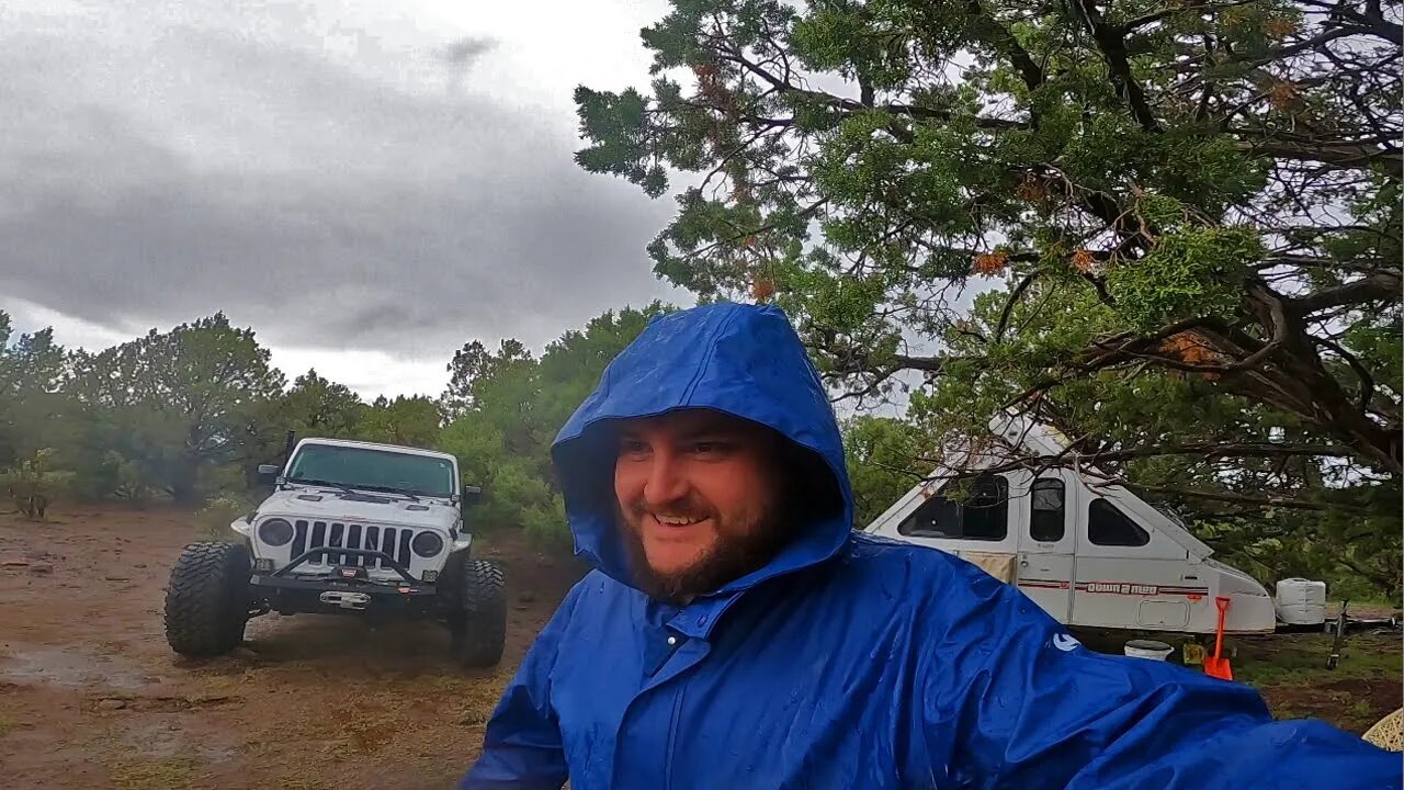 Building trails on a Rainy Day Camping at the Off Grid Property