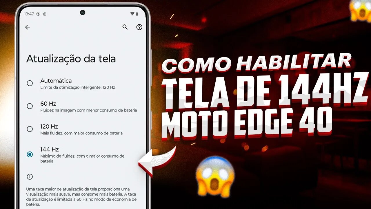 Como ATIVAR TELA DE 144Hz no MOTO EDGE 40