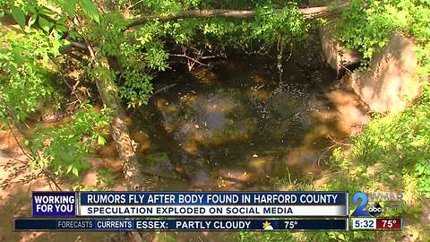 Rumors fly after body found in Harford County