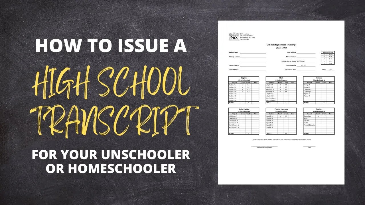 How to Issue a High School Transcript for your Homeschooled or Unschooled Teenager - PAX Academy