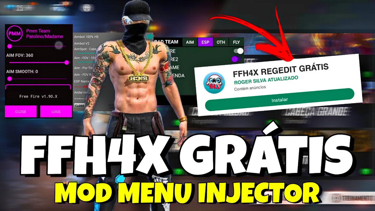 FFH4X REGEDIT GRÁTIS INJECTOR MOD MENU FREE FIRE