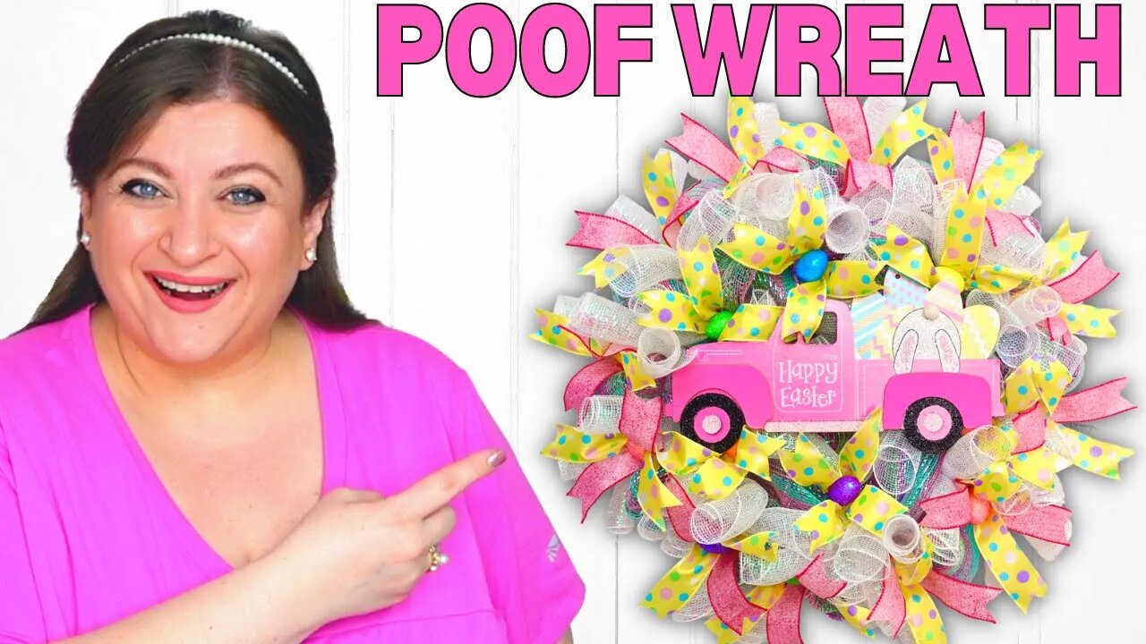 How to make a POOF Deco Mesh Wreath for Easter Spring