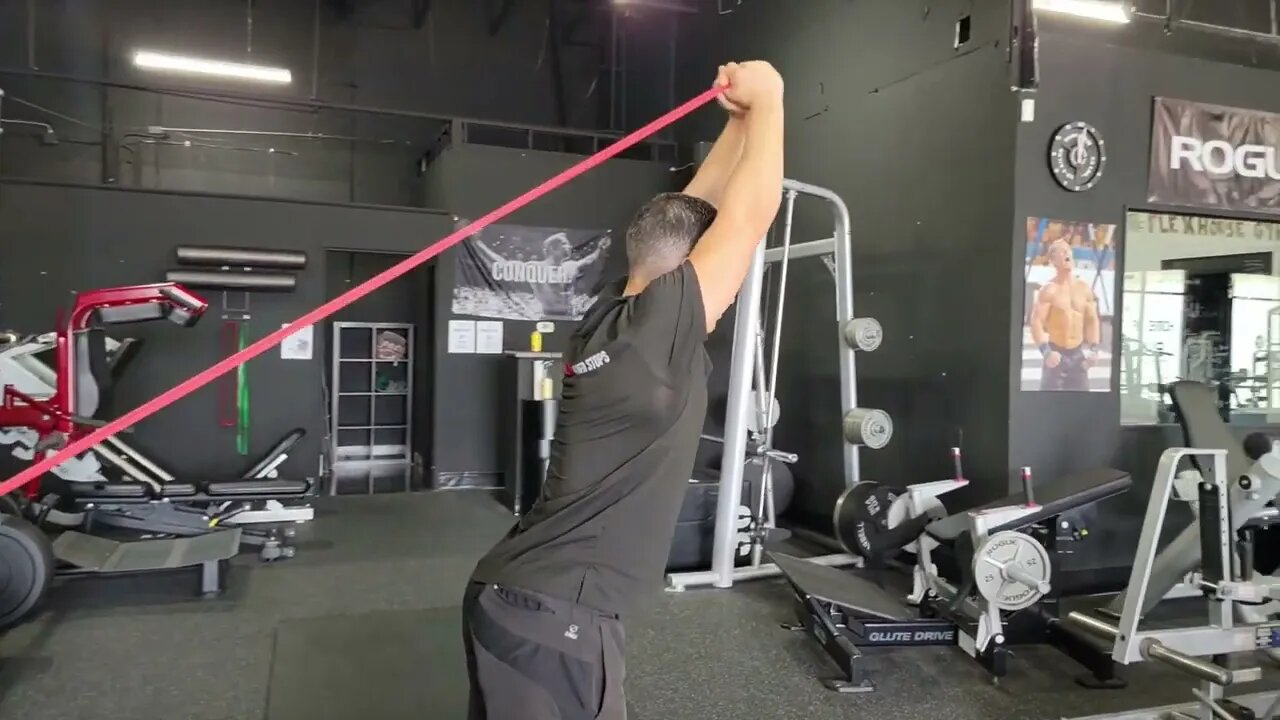 Standing Band Overhead Tricep Extensions