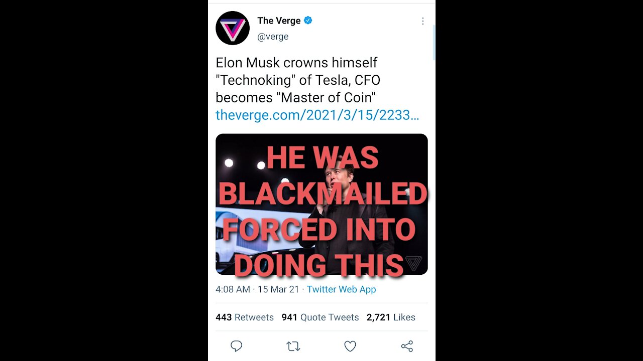 ELON WAS BLACKMAILED INTO CHANGING HIS TITLE TO #TECHNOKING HE DID NOT DO THIS WILLINGLY 😢