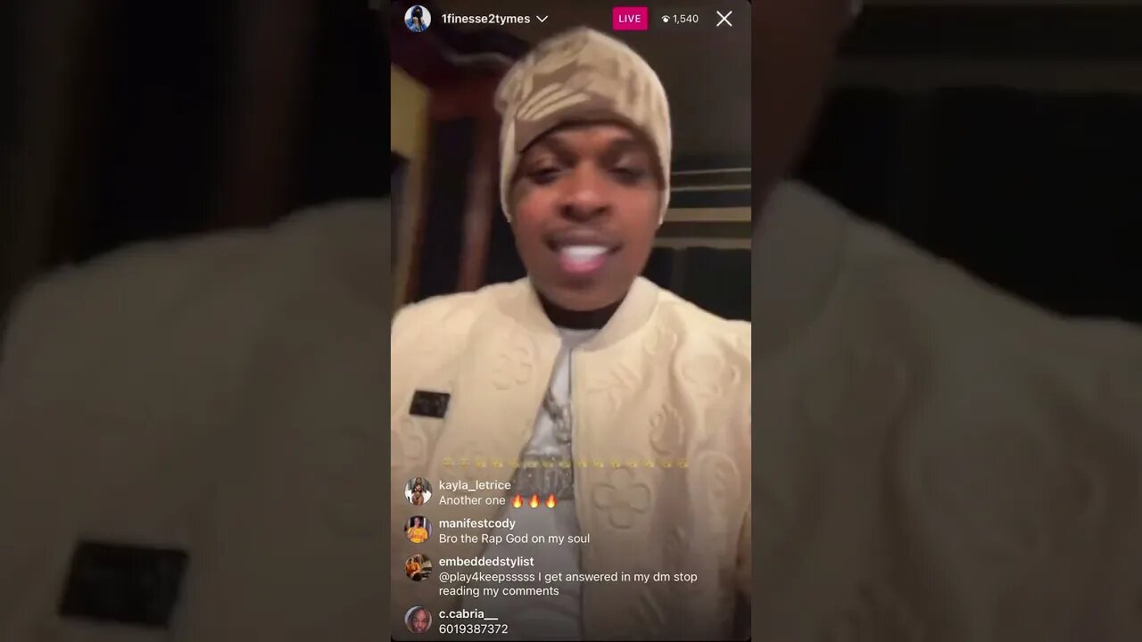 FINESSE2TYMES IG LIVE: Finesse2tymes Plays Unreleased Song While in The Studio (20/03/22)